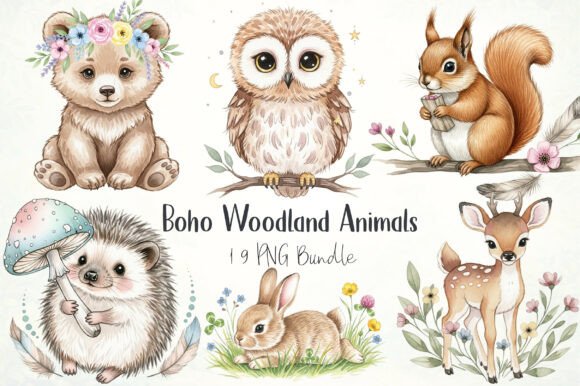 Boho Woodland Animals Clipart PNG Bundle: A Creative Essential for Modern Designers and Entrepreneurs