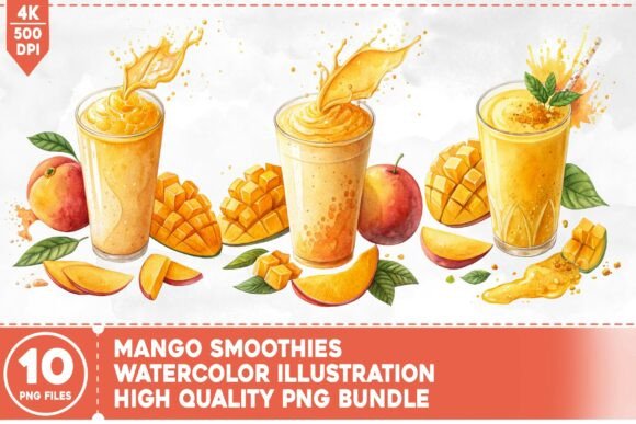 Creative Commercial Applications of the Mango Smoothies Watercolor Bundle
