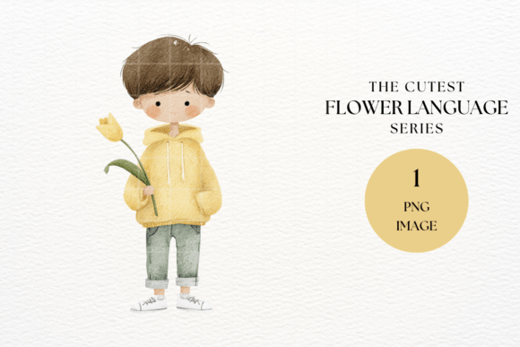 Cute Boy Yellow Tulip Clipart PNG: A Versatile Design Asset