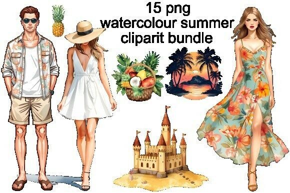 Elevating Summer Designs with the Watercolor Summer Fashion Clipart Bundle