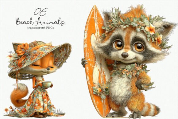 Funny Summer Beach Animals Clipart: A Versatile Design Resource for Creative Projects