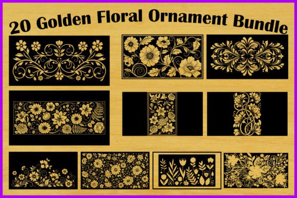 Golden Floral Ornament Bundle for Elegant Design Projects