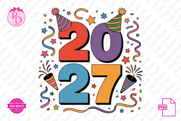 Happy New Year 2027 PNG Sublimation
