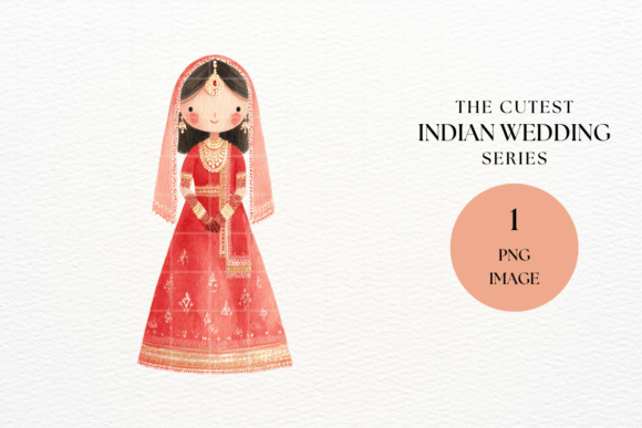 Indian Bride Red Lehenga Clipart PNG: A Versatile Design Asset for Creative Projects