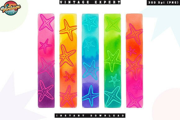 Rainbow Starfish Brush Stroke Beach PNG Design