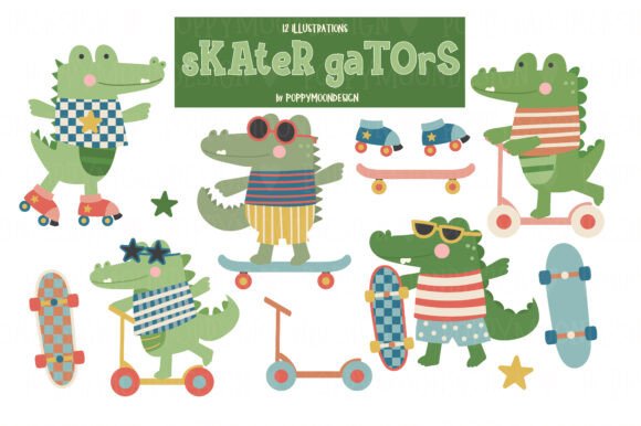 Skater Gator Clipart Set: A Strategic Design Resource for Creative Professionals