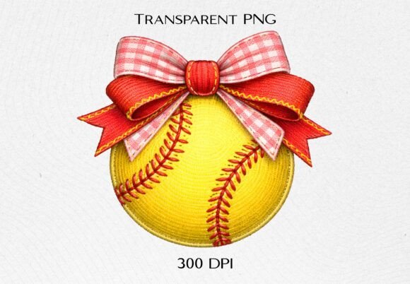 Softball Bow Yellow PNG: A Sporty-Cute Design for Creative Projects