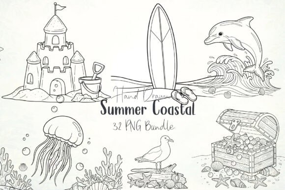Summer Coastal Hand Drawn Clipart: Creative Possibilities for Every Project