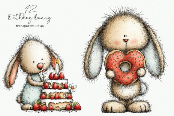 Watercolor Birthday Bunny Clipart: A Versatile Design Resource for Modern Creatives