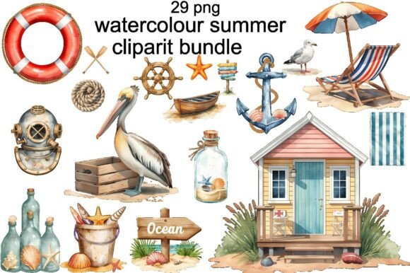Watercolor Nautical Summer Clipart Bundle: A Strategic Design Resource for Creative Entrepreneurs
