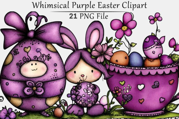 Whimsical Purple Easter Clipart: A Creative Spark for Modern Design Projects