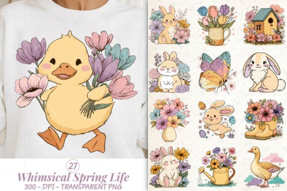 Whimsical Spring Life PNG Clipart Bundle