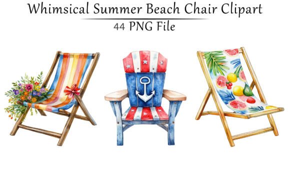 Whimsical Summer Beach Chair Clipart